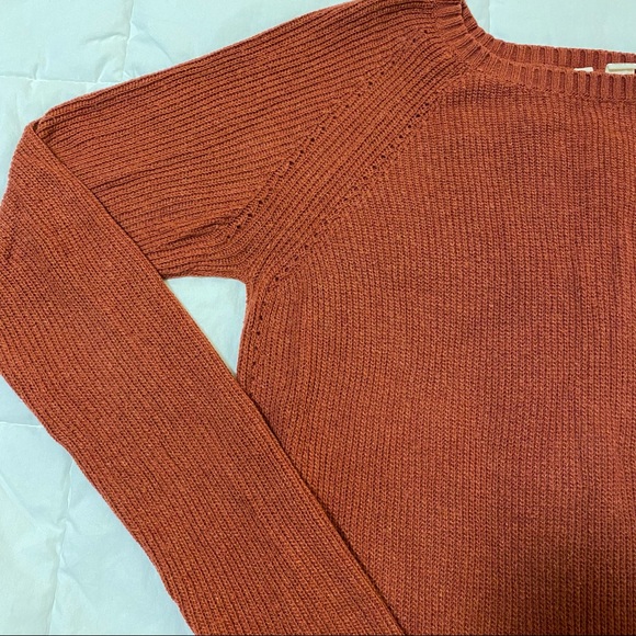 Anthropologie Moth Sweater Dress with High Side Slits in Burnt Red Orange - Picture 9 of 11